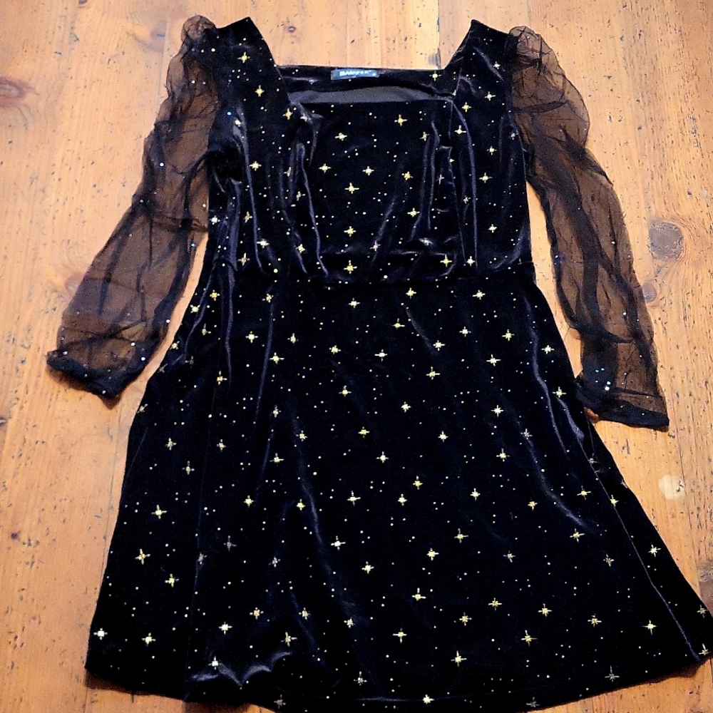 Allegra K Long Sleeve Velvet Dress